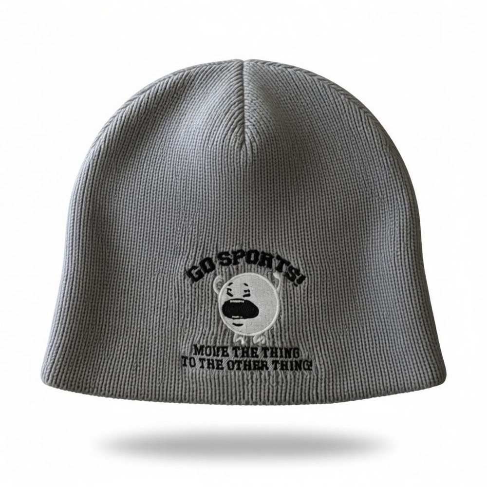 Otto Beanie Kids One Size Gray Embroidered Go Sports! Move The Thing Hat NWOT